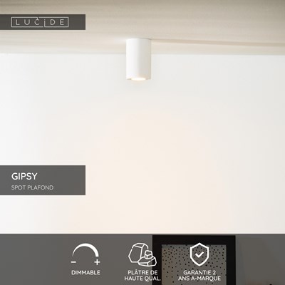 Lucide GIPSY - Spot plafond - Ø 7 cm - 1xGU10 - Blanc